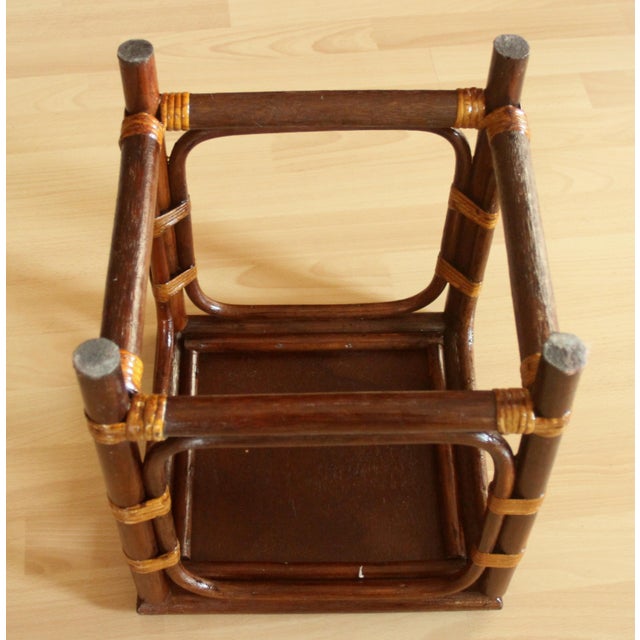 Handmade Rattan, Bamboo and Wooden Plant Stand - Vintage For Sale - Image 10 of 11