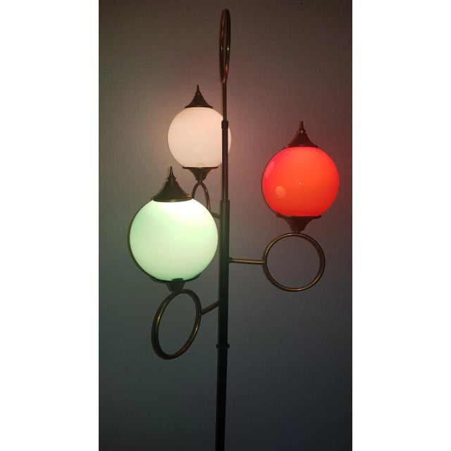 Metal Floor Lamp with Three Colored Glass Bodies on Marble Base from Stilnovo, 1960s For Sale - Image 7 of 8