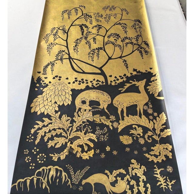 Not Yet Made - Made To Order Gold‑Leaf Hand‑Painted Wall Panels, Set of 4, Woodland Deer & Wildlife Mural For Sale - Image 5 of 8