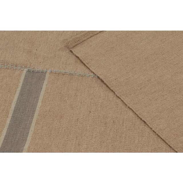 Rug & Kilim’s Contemporary Kilim With Rectangular Designs in Beige & Blue For Sale - Image 10 of 10