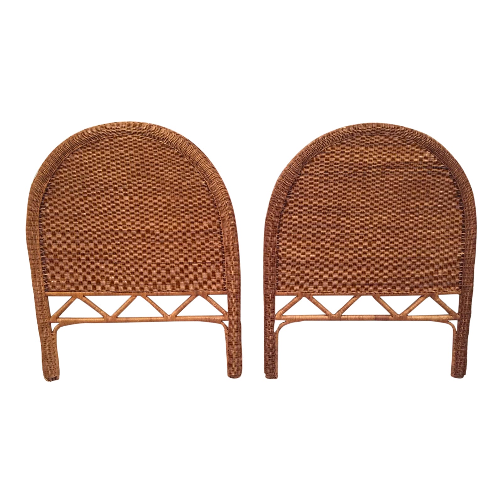 1960s Boho Chic Twin Wicker Rattan Headboards a Pair Chairish