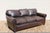 Restoration Hardware Brown Leather Three-Seat Sofa | Vintage Modern Down-Filled Cushions For Sale In Los Angeles - Image 6 of 18