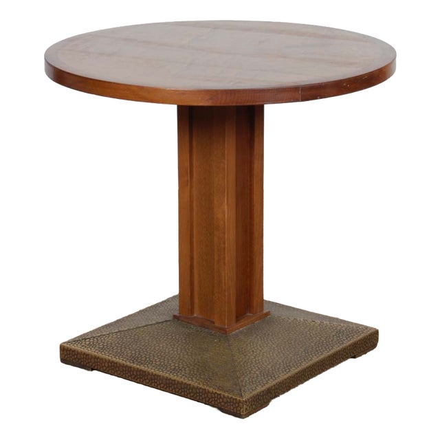 Side Table in Wood and Brass, 1930s For Sale