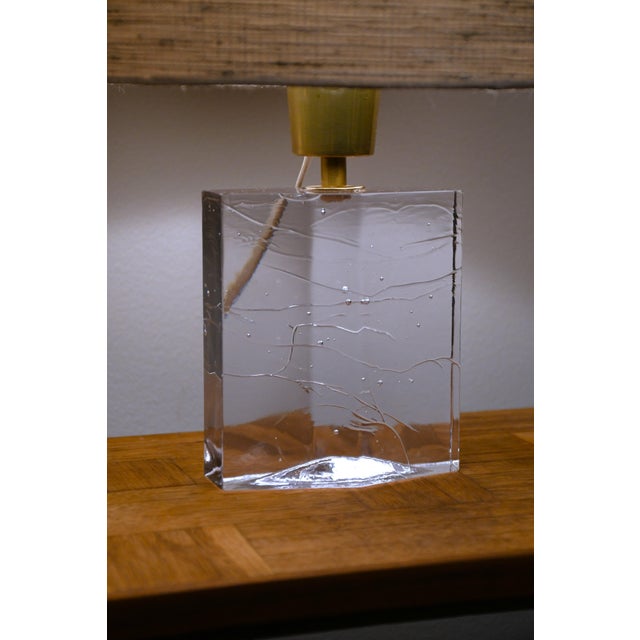 Very rare finnish art glass table lamps, "arkipelago" by timo sarpaneva for iittala, 1960s. fine pair of clear glass and...