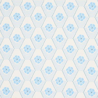 Sample - Schumacher Hive Bloom Wallpaper in Blue For Sale