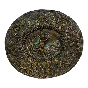 Late 20th Century Embossed Silver On Copper Plaque