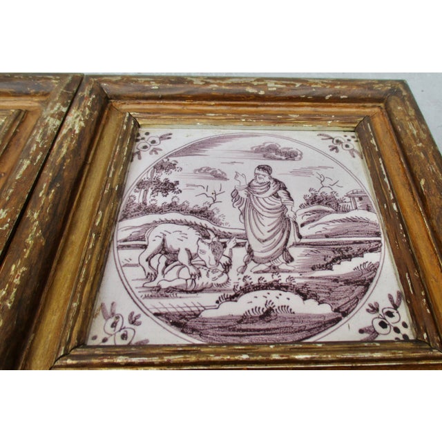 Purple Delft Tiles Circa 1750s --a Pair of 2 For Sale - Image 8 of 8