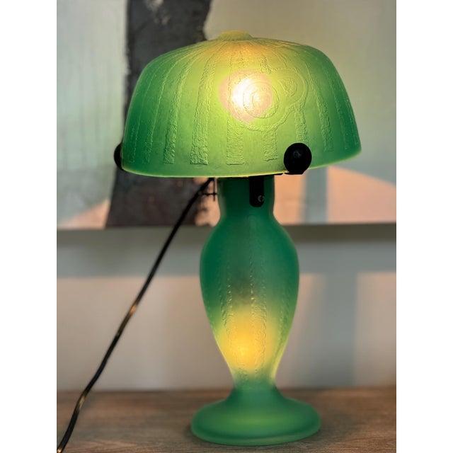 1920s 1920s Art Deco Daum Nancy Acid-Etched Cameo Glass Table Lamp 13.5"x8" For Sale - Image 5 of 15