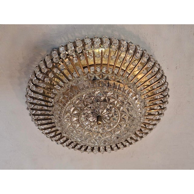 Glass and Brass Ceiling Light by Ernst Palme for Palwa, 1970s For Sale - Image 5 of 9