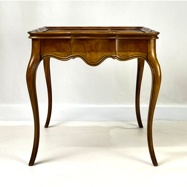 Vintage Baker Furniture French Provincial Louis XV Burl Wood Side Table For Sale - Image 9 of 15