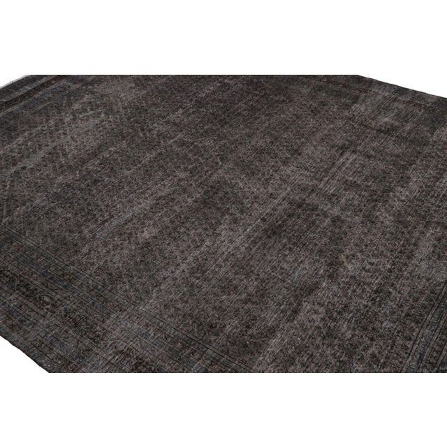Rug & Kilim Vintage Persian Rug in Gray With Blue Geometric Patterns, From Rug & Kilim For Sale - Image 4 of 7