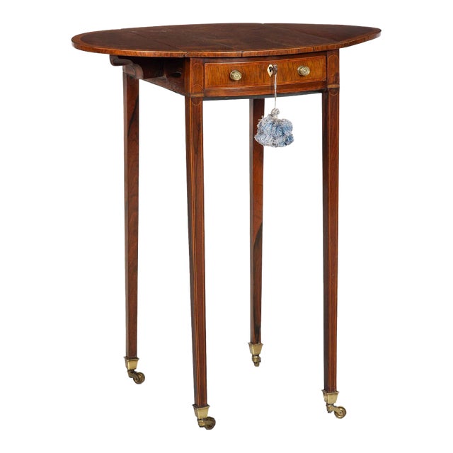 Rare Small English George III Rosewood Ovular Pembroke Side Table Circa 1795 For Sale