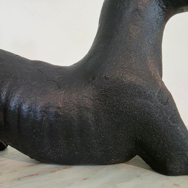 Metal Antique Cast Iron Resting Whippet Greyhound Hearth Statue For Sale - Image 7 of 17