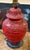 Ceramic Antique Asian Red Cinnabar Lamp With Original Paper Pleated Shade For Sale - Image 7 of 12