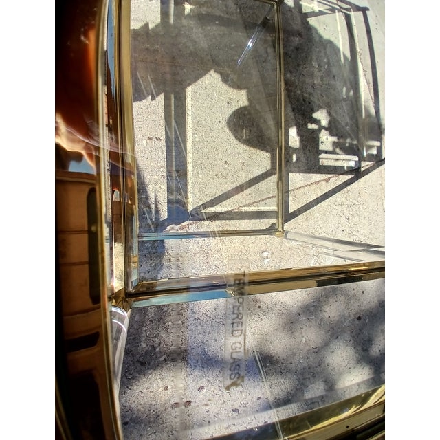 Vintage Brass and Lucite Glass Shelving Table For Sale - Image 9 of 14
