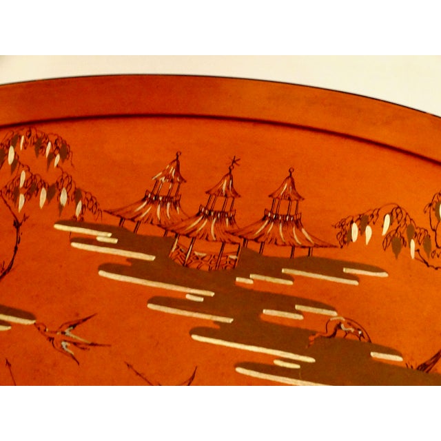 Antique French Hand Painted Chinoiserie Serving Tray For Sale - Image 10 of 17