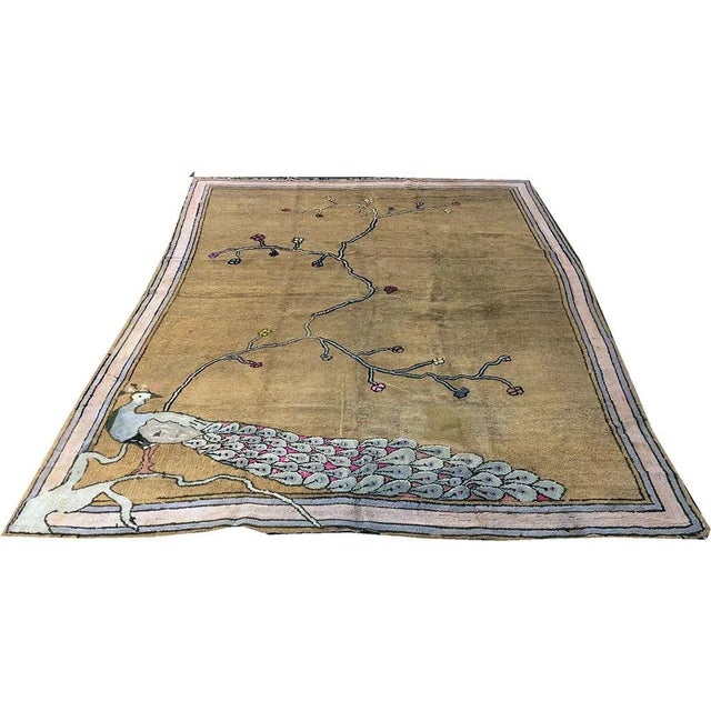 Art Deco 1920s The Most Unusual Antique 6'x9' Folk Art/Art Deco American Hooked Rug For Sale - Image 3 of 10
