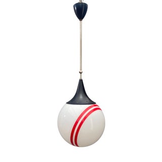 Hanging Pendant Lamp with Round Glass Shade, 1970s For Sale