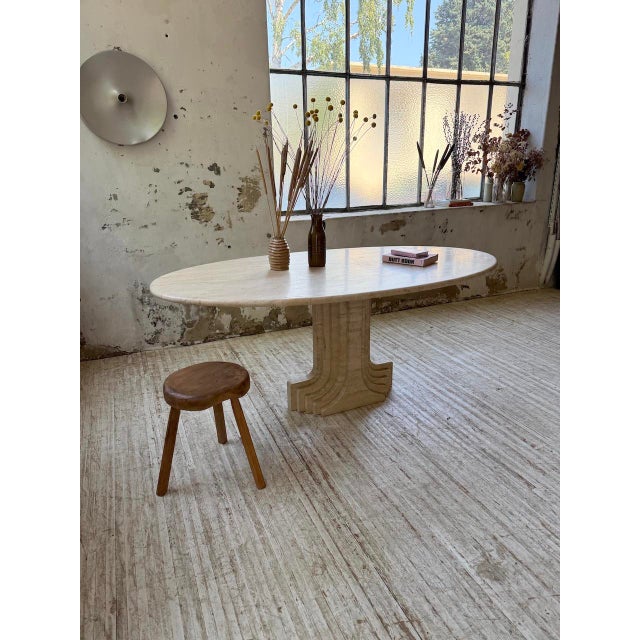 Beige Travertine Dining Table by Afra & Tobia Scarpa, Italy, 1970 For Sale - Image 8 of 18