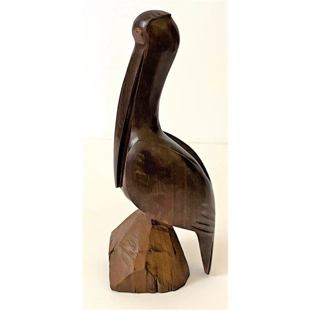 Art Deco Artisan Pelican Figurine Art Deco Moderne Style Hand-Carved Wood For Sale - Image 3 of 12