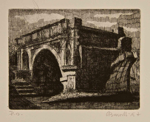 Armando Buratti, Rome, Pons Aemilius / Broken Bridge, Etching, 1967