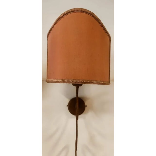 Mid-Century Modern Iron Wall Light with Fabric Shade For Sale - Image 3 of 9