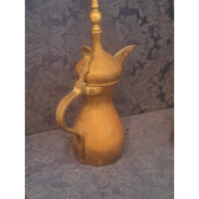 Antique Copper and Brass Dallah Coffee Pot With Maker Stamp - 14" For Sale - Image 4 of 8