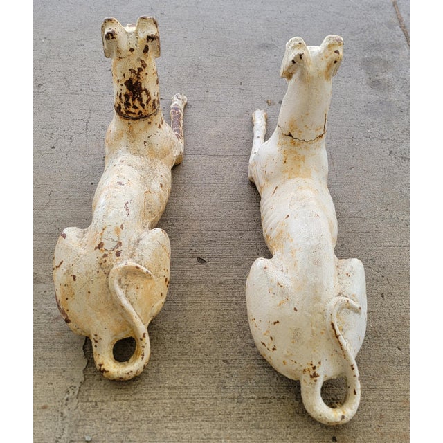 J.W. Fiske & Company J. W. Fiske Antique Recumbent Cast Iron Greyhounds a Pair For Sale - Image 4 of 11
