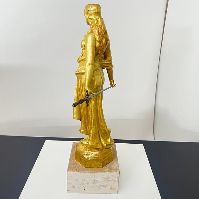 Art Nouveau Sculpture Judith in Gilt Bronze by E. Tell, Austria, 1910 For Sale - Image 6 of 18