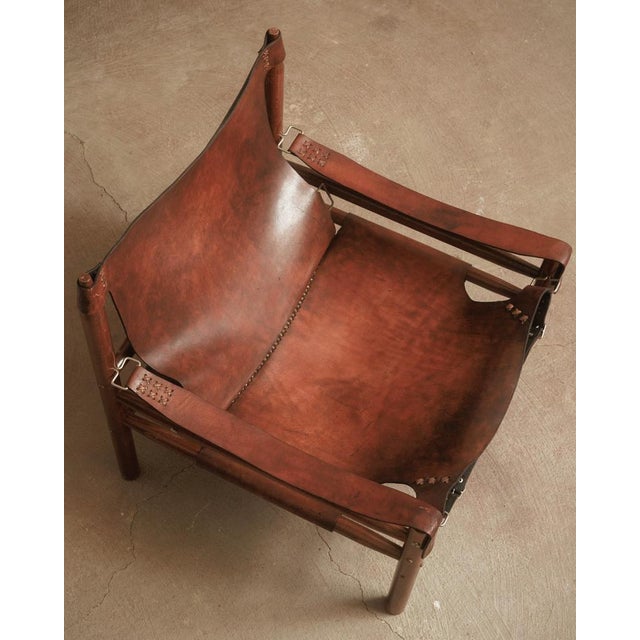 Buffalo Leather Safari Chair in the style of Arne Norell, 1970 For Sale - Image 3 of 5