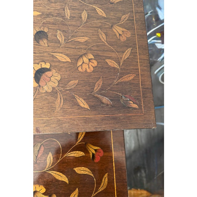 Antique Mahogany Nesting Tables With Dutch Marquetry For Sale - Image 4 of 8