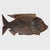 Large Vintage Outsider Cut Metal Fish Sculpture. Cut metal fish sculpture with detailed scale pattern along the body and...