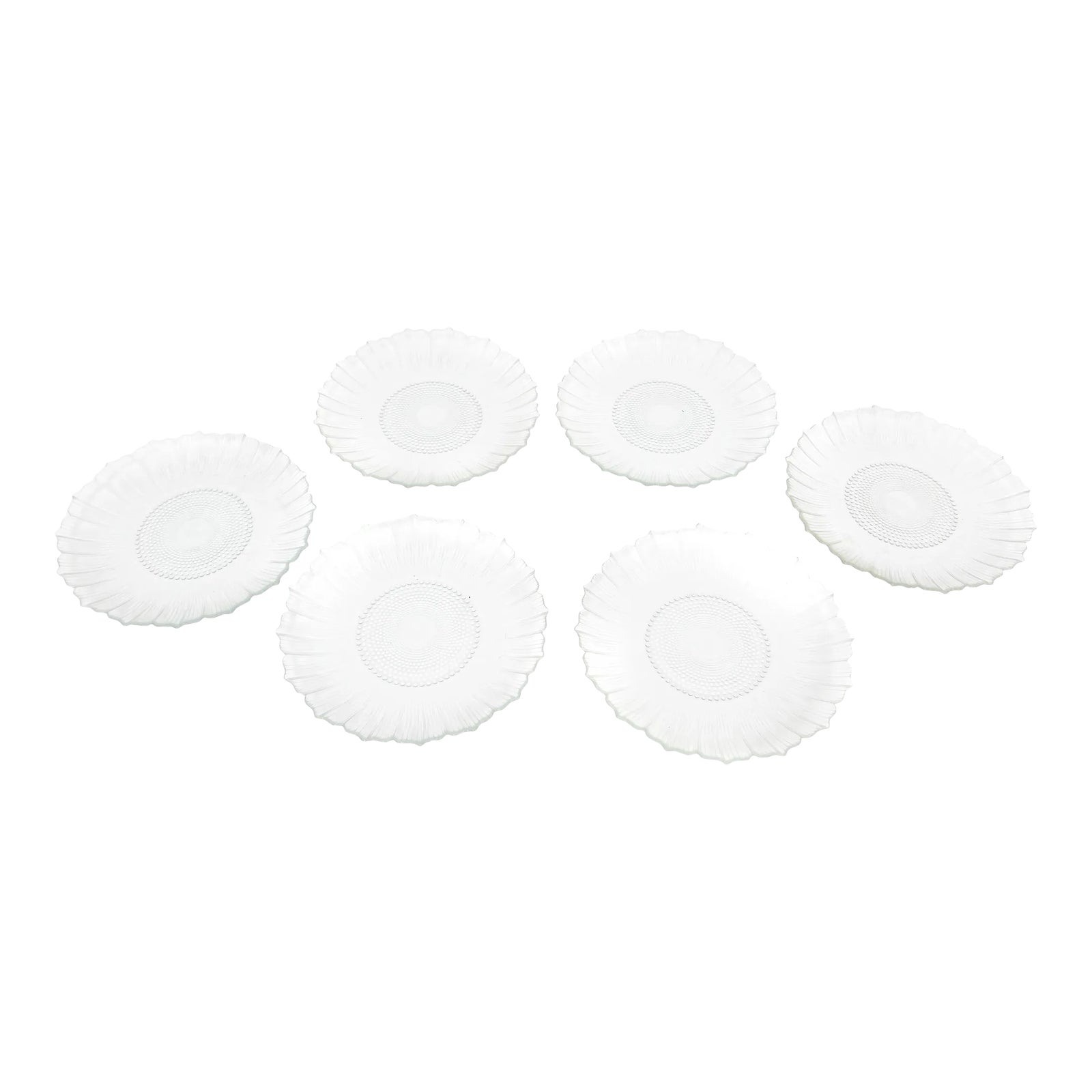 MidCentury Modern Flower Shaped Clear Glass Plates 6 Pieces Chairish
