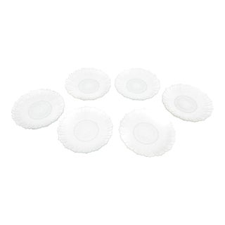 Mid-Century Modern Flower Shaped Clear Glass Plates- 6 Pieces For Sale