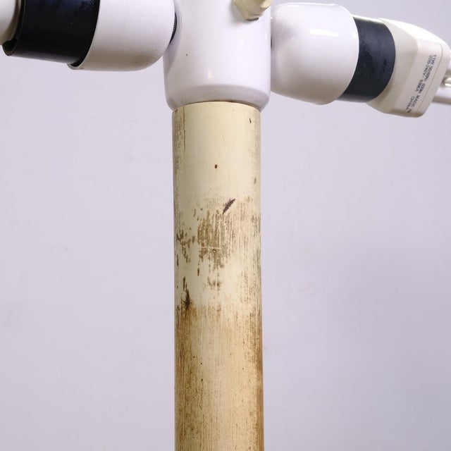 Metal Brass Floor Lamp with 3 Light Point Fabric Lampshade, 1950s For Sale - Image 7 of 18