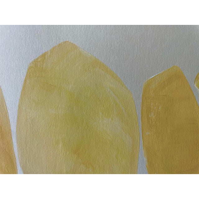 Abstract minimalist acrylic painting on French hand crafted cotton paper. Framed in a gold frame. All works on paper are...