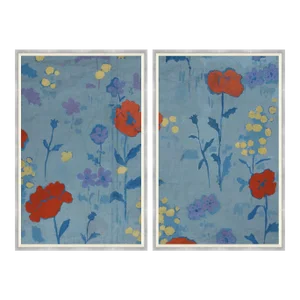 Poppies Diptych Art Print in Silver Frame by Paule Marrot - Set of 2