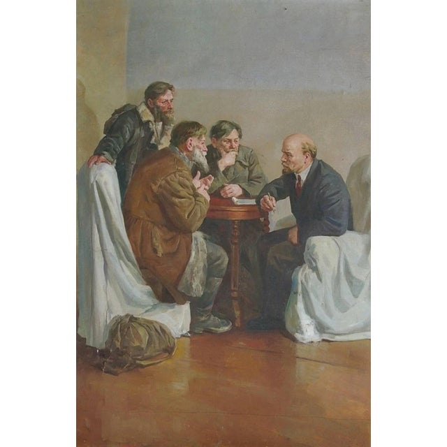 Lenin Portrait, Original Oil Painting, Soviet Socialist Art 148-98 For Sale
