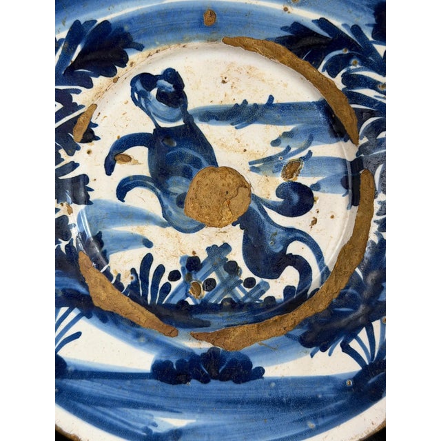 Catalan Faixes Plate with Hare in Spanish Majolica For Sale - Image 4 of 7