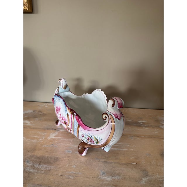 Jardinera Saint Clement by E. Gallé, school of Nancy 1900. Art Nouveau. A French faienza piece made and hand painted with...