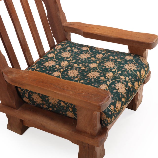 A Pair of French Heavy Oak Brutalist Style Open Arm Chairs, C. 1960. For Sale In Philadelphia - Image 6 of 8