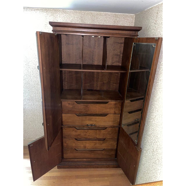 Traditional Late 20th Century Drexel Heritage Solid Wood Two-Door Armoire With Interior Drawers For Sale - Image 3 of 18