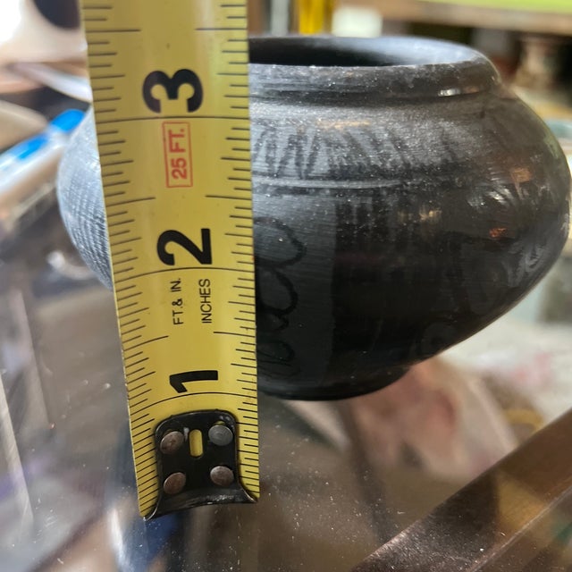 Vintage Blackware Detailed Asian Style Pottery Bowl For Sale In Atlanta - Image 6 of 7