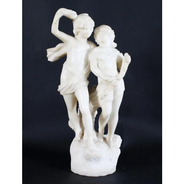 Marble Sculpture of Siblings, 1920s For Sale - Image 6 of 18