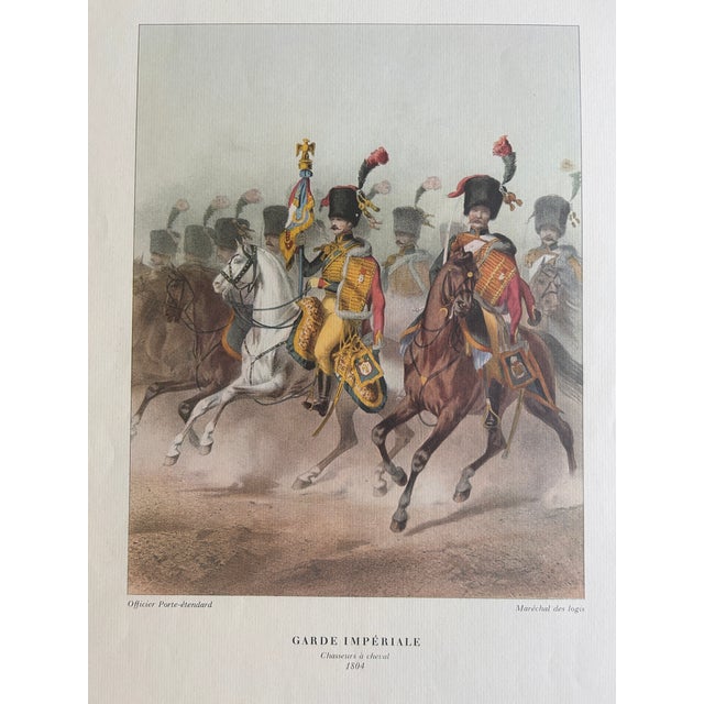 Set of 5 Vintage French Napoleonic Garde Impériale Military Uniform Prints Napoleon 1804-1809 For Sale - Image 4 of 6