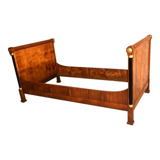 Mahogany & Burl Wood Empire Style Day Bed/Twin Size Bed For Sale