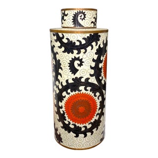 Fabienne Jouvin Paris Cloisonne Jar French Chinoiserie Large Canister Decor For Sale