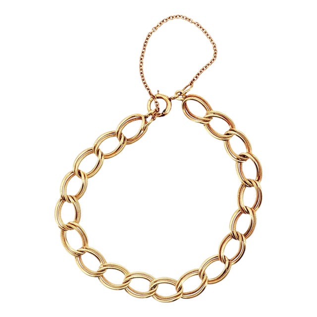 Mid-Century 14kyg Double Texture Link Bracelet For Sale
