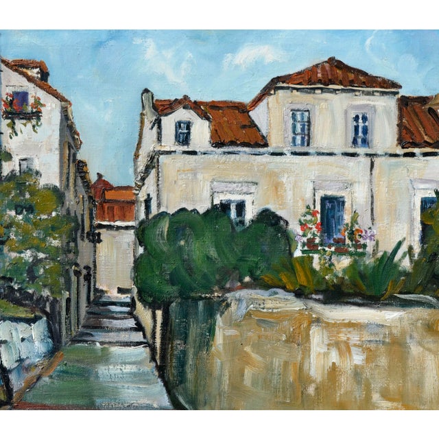 Impressionist Mid Century Tuscany Village Landscape For Sale - Image 3 of 5