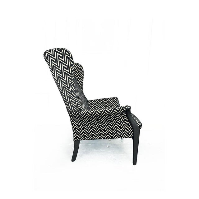 1980s Mid-Century Modern #750 Froxfield Wing Back Chair in Mono Velvet Jacquard by Parker Knoll, 1980s For Sale - Image 5 of 12